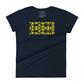 
A navy blue t-shirt featuring a creative graphic design that repeats the word "EMPOWERED" four times in a yellow color. The text is arranged to create a visual cube-like illusion, with each iteration of the word positioned to build upon the last, enhancing the three-dimensional effect. This bold design on the dark background highlights the empowerment theme, making a strong visual statement.